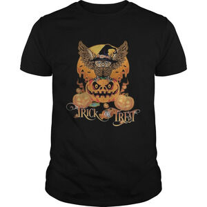 Happy Halloween Owl Witch Trick Or Treat Pumpkin Shirt